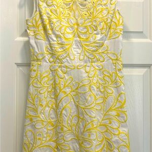 Karen Millen Size 8 Sleeveless dress A-line White with yellow cutout